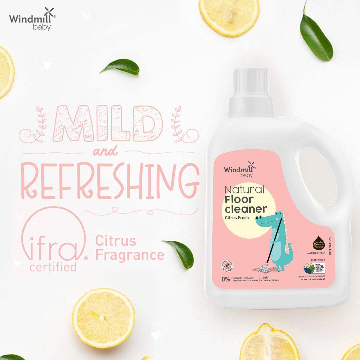 Natural Baby and Pet Friendly Floor Cleaner Citrus Fresh - 2ltr - Windmill Baby