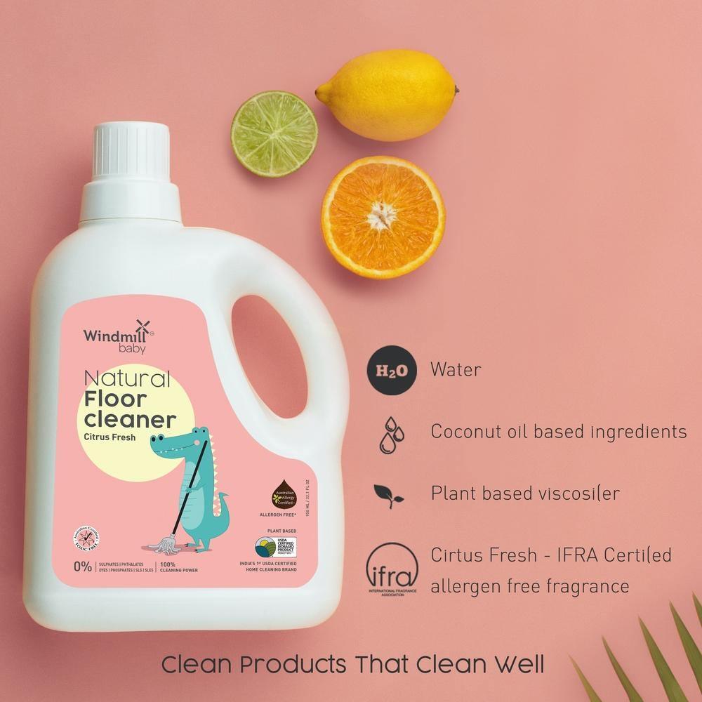 Natural Child and Pet Friendly Floor Cleaner Citrus Fresh - Pack of 2 - Windmill Baby