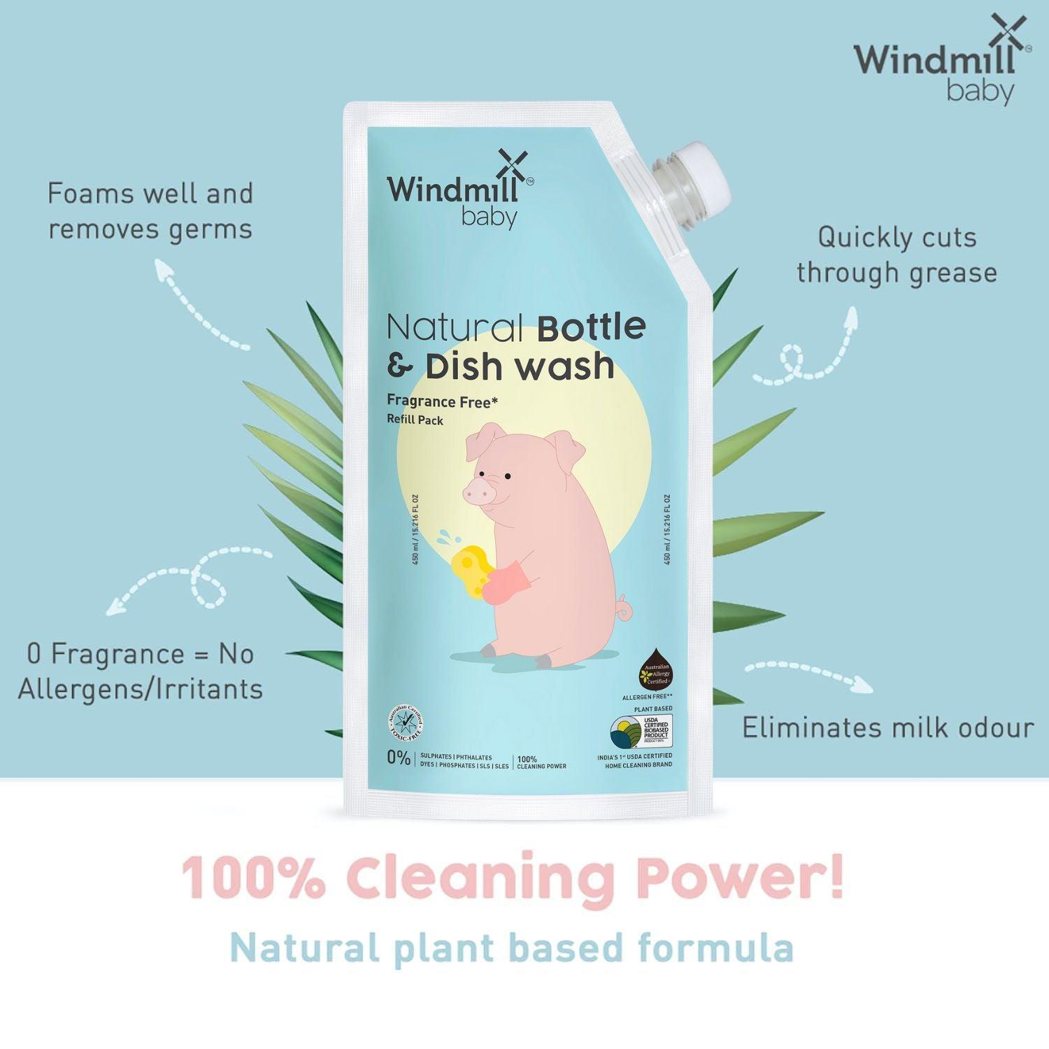 Natural Baby Feeding Bottle Cleaning Liquid - Refill Pack of 2 - Windmill Baby