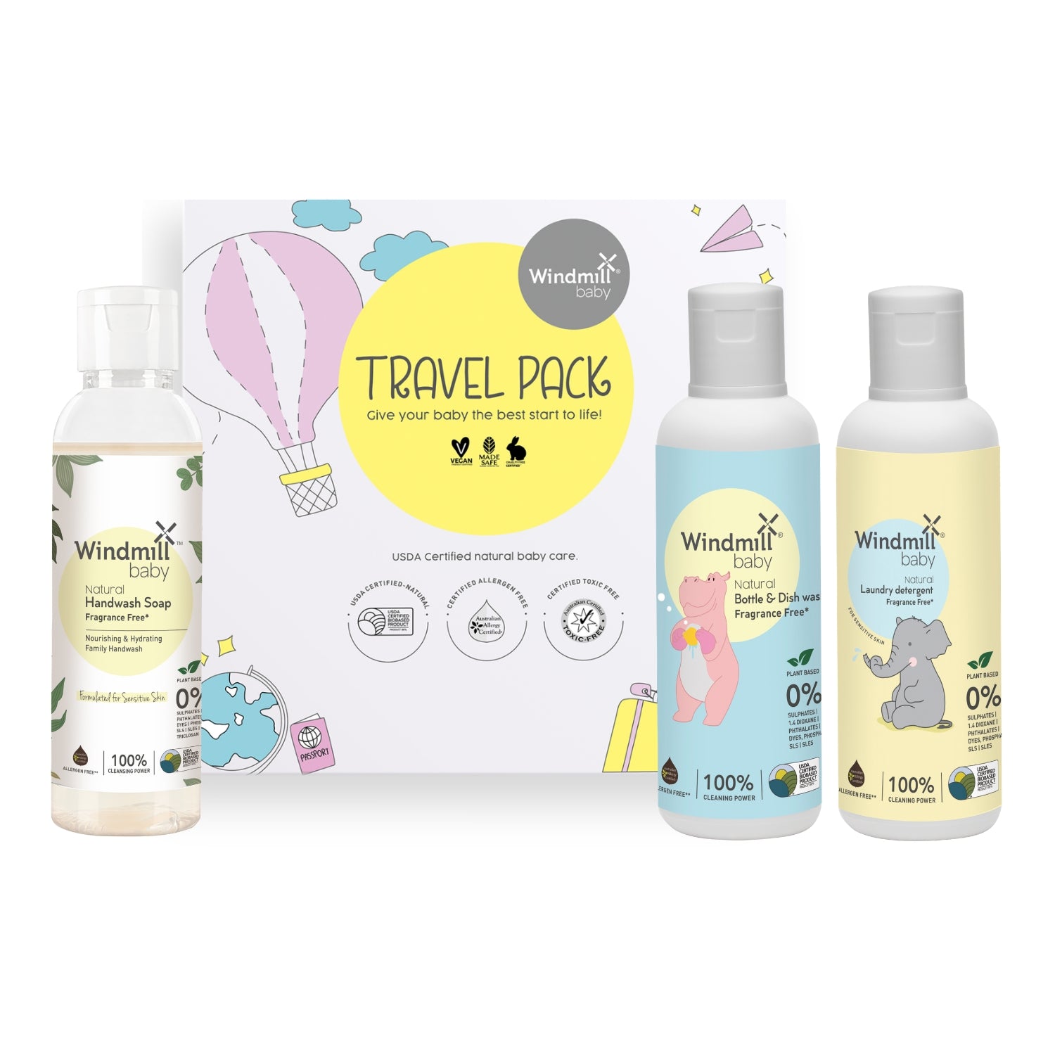 Natural Fragrance Free Travel Essentials Pack