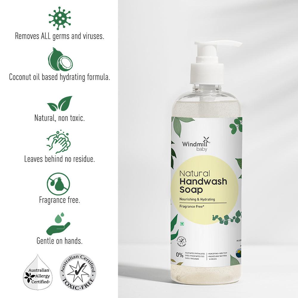 Natural Handwash Liquid Soap Fragrance Free - Windmill Baby
