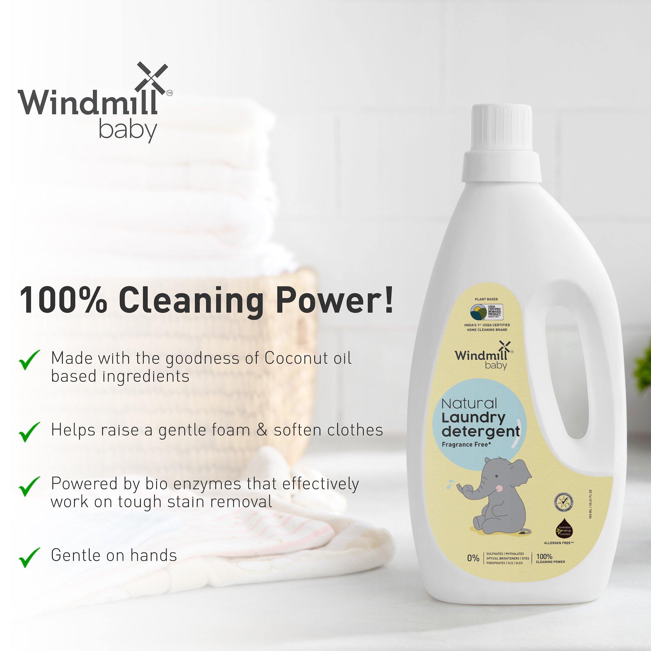 Natural Laundry Detergent Fragrance Free - Windmill Baby