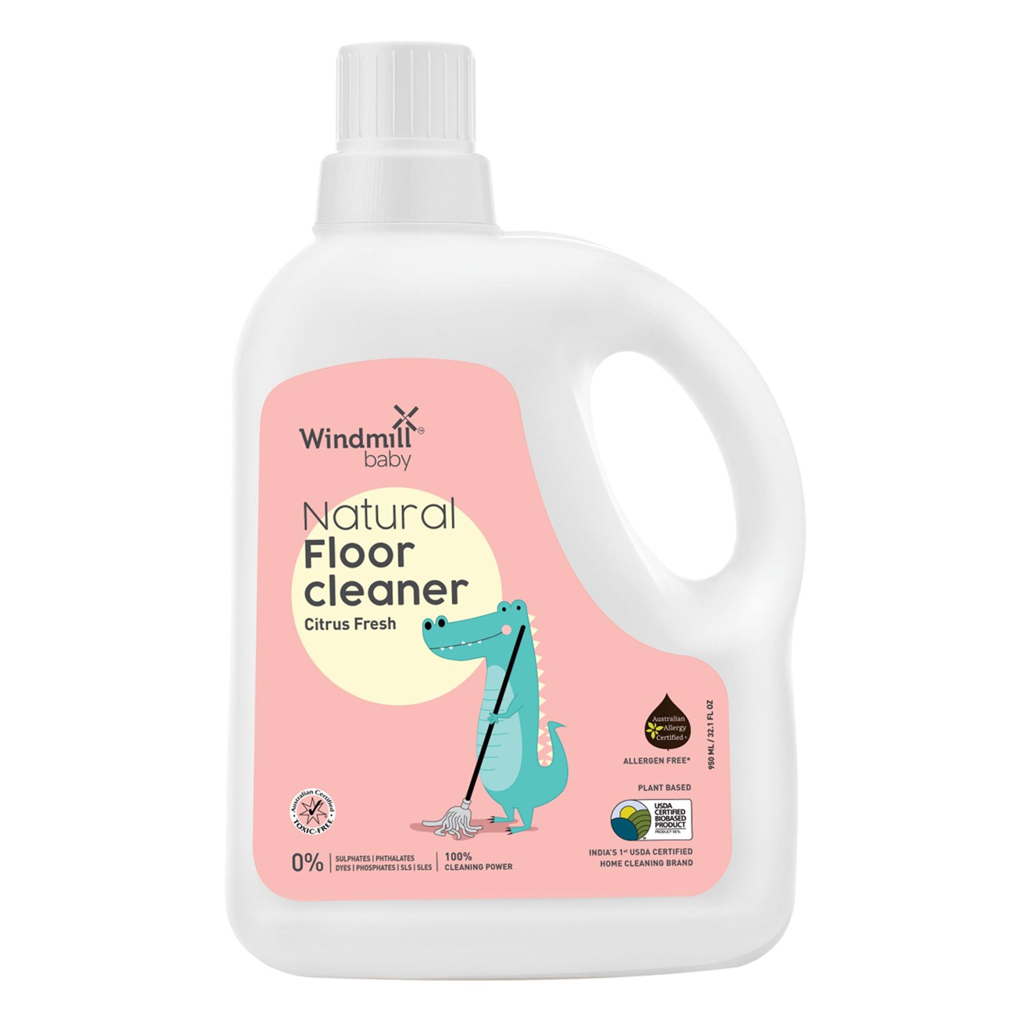 Natural Baby and Pet Friendly Floor Cleaner - Citrus Fresh Fragrance - Windmill Baby